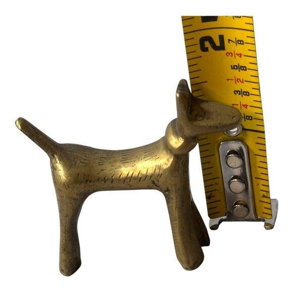 Vintage Brass Dog Figurine Terrier Miniature Accent Mid-Century Animal Sculpture - Picture 6 of 7